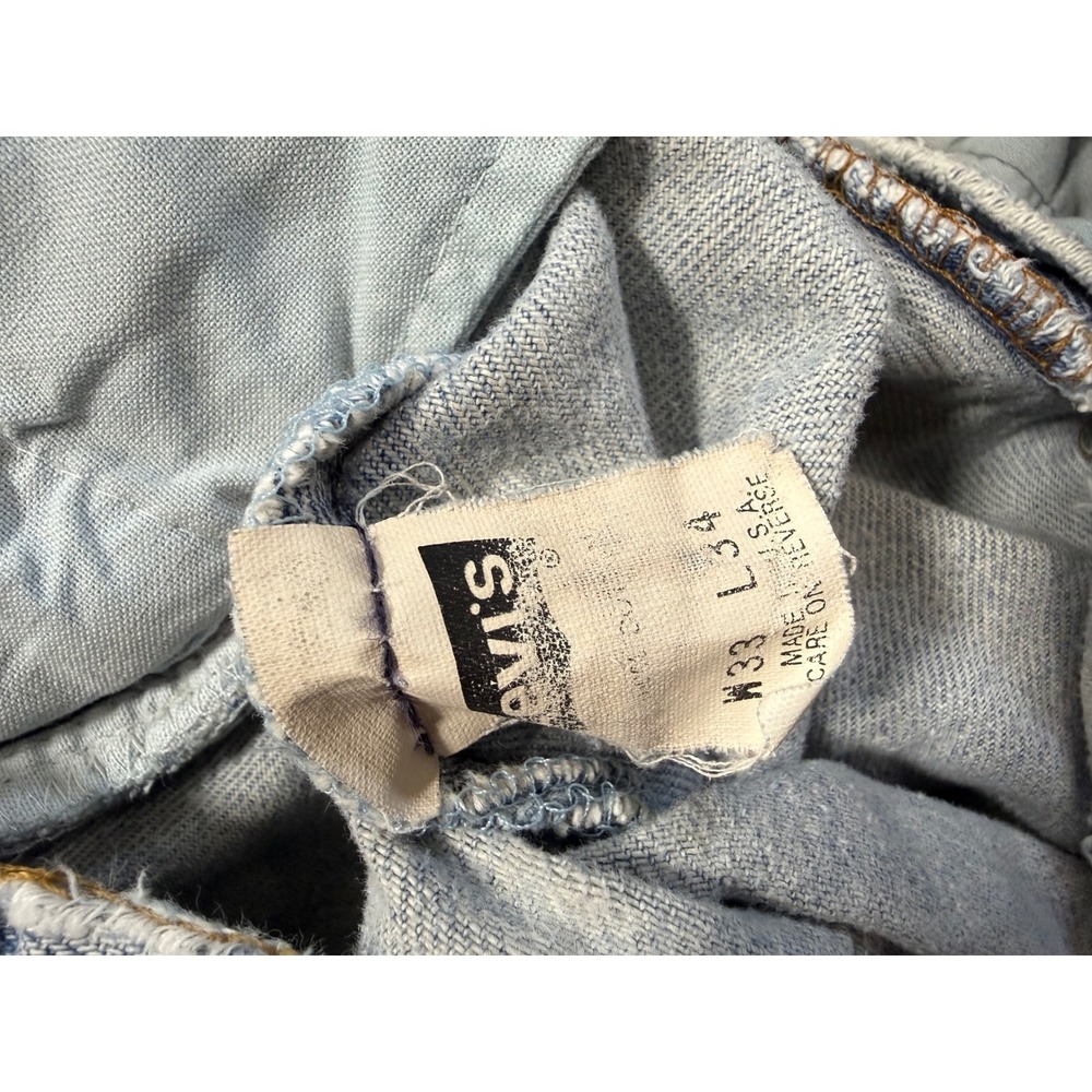 Levi's 501 Jeans Mens 33x34 Blue Fair Trashed Distressed Vintage 90s USA Made - Picture 4 of 7